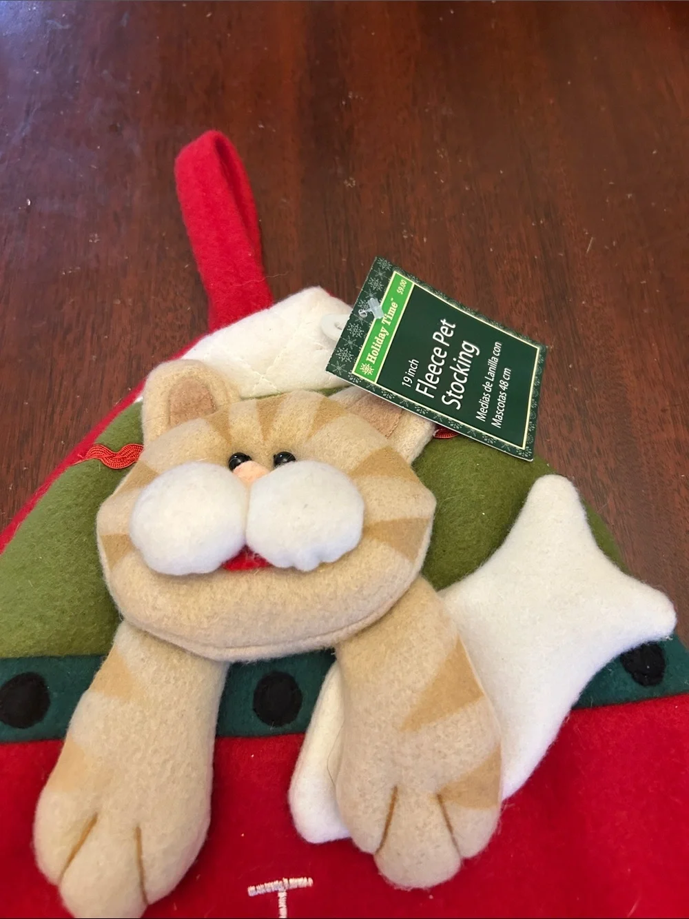 Holiday Time I Love My Cat Fleece Pet Stocking NWT